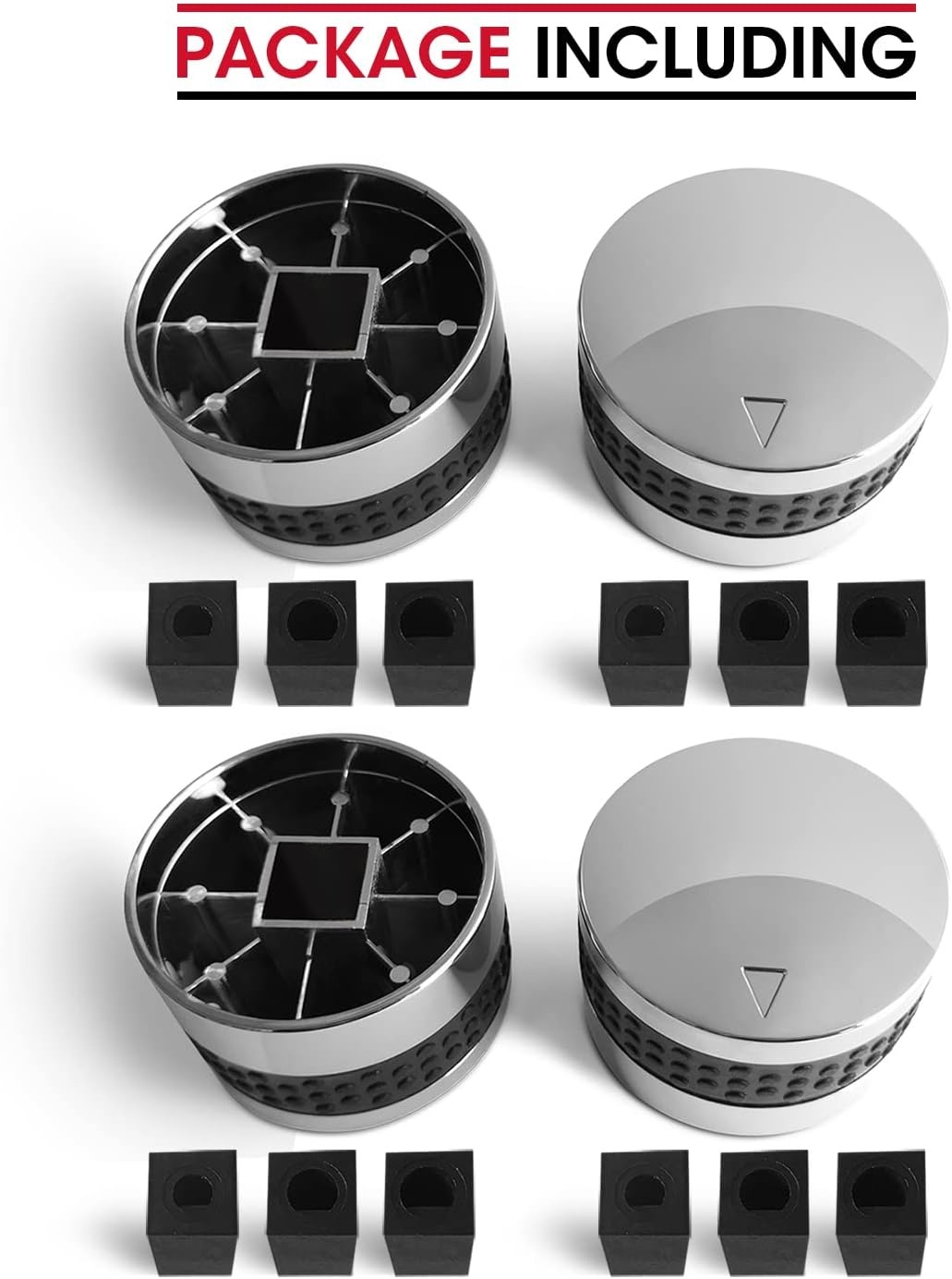 image:imageUnicook 2 Pack Grill Control Knobs Replacement Chrome Plated Plastic with Nonslip Grip Fit BBQ Gas Grills with D Shaped Valve Stem NOT Fit Recessed Flush Valve Stem Include 2 Knobs and 6 Adaptors